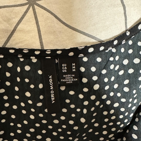 Vero Moda  | “Henna” Wrap Dress  Women’s Medium Black With White Polka Dots - Picture 9 of 11
